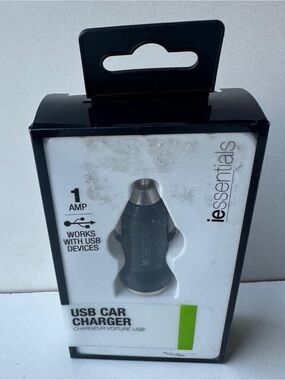 iEssentials 1 Amp USB Car Charger Single Port Black New Sealed IE-PCP-USB